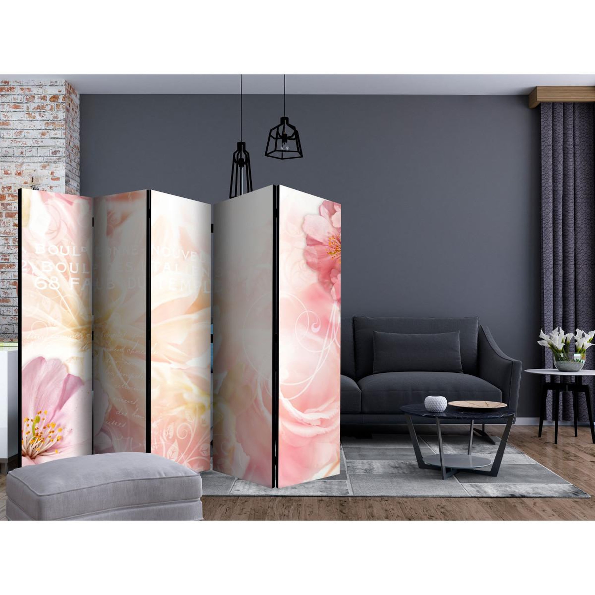 Voir la diapositive 2 : Paris Prix Paravent 5 volets  romantic message  172x225cm