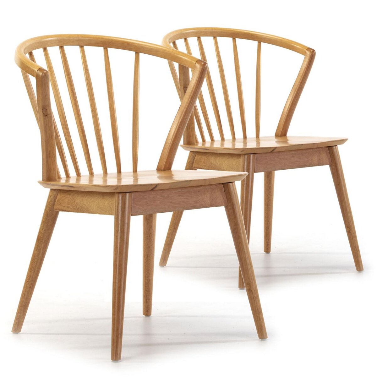VS VENTA-STOCK Pack 2 chaises Mura, Couleur Chêne, Bois Massif, 55 cm x 58,5 cm x 84 cm