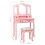 Voir la diapositive 6 : VIDAXL Ensemble de coiffeuse avec tabouret Rose 80x69x141 cm Paulownia