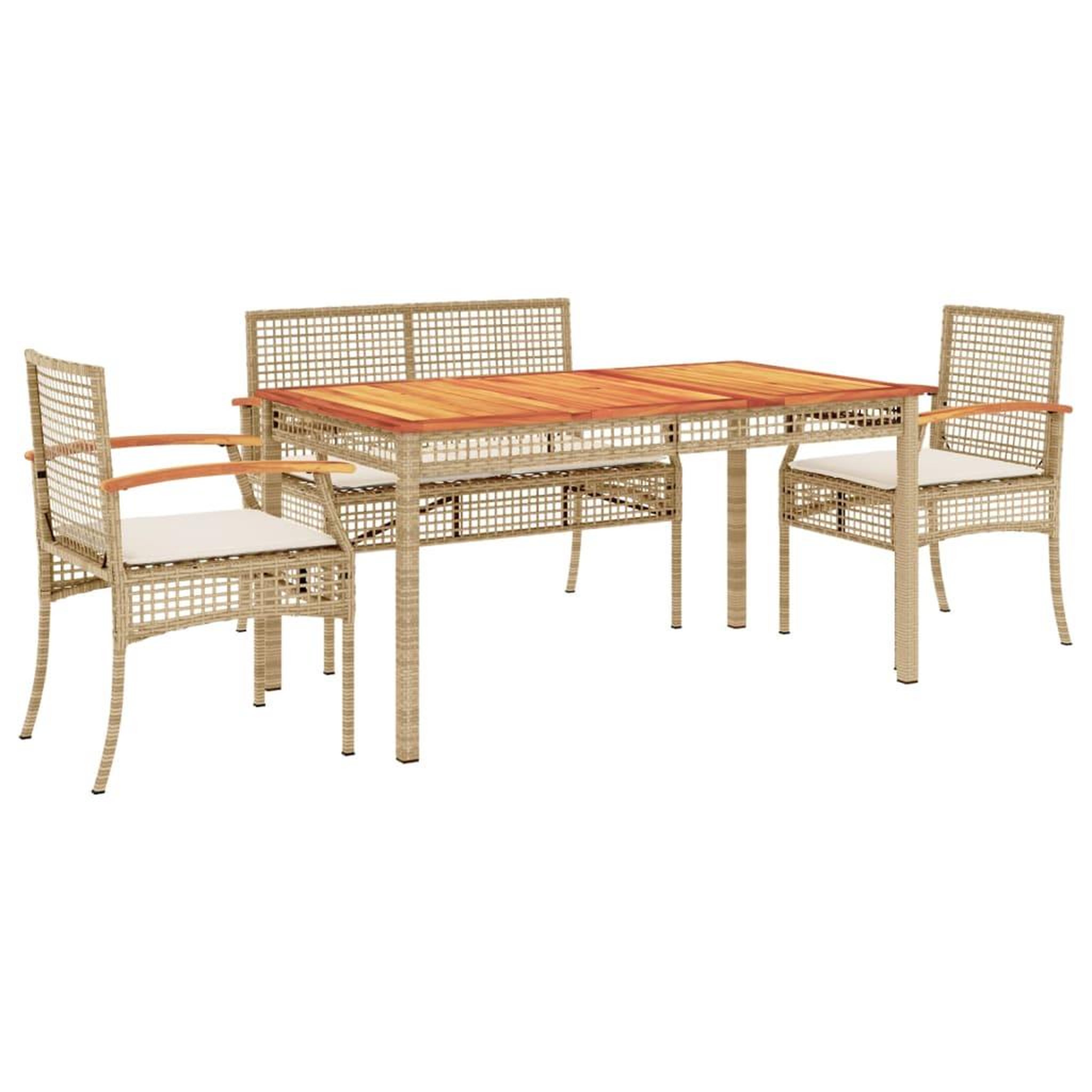 Voir la diapositive 2 : VIDAXL Ensemble a manger de jardin avec coussins 5pcs Beige poly rotin