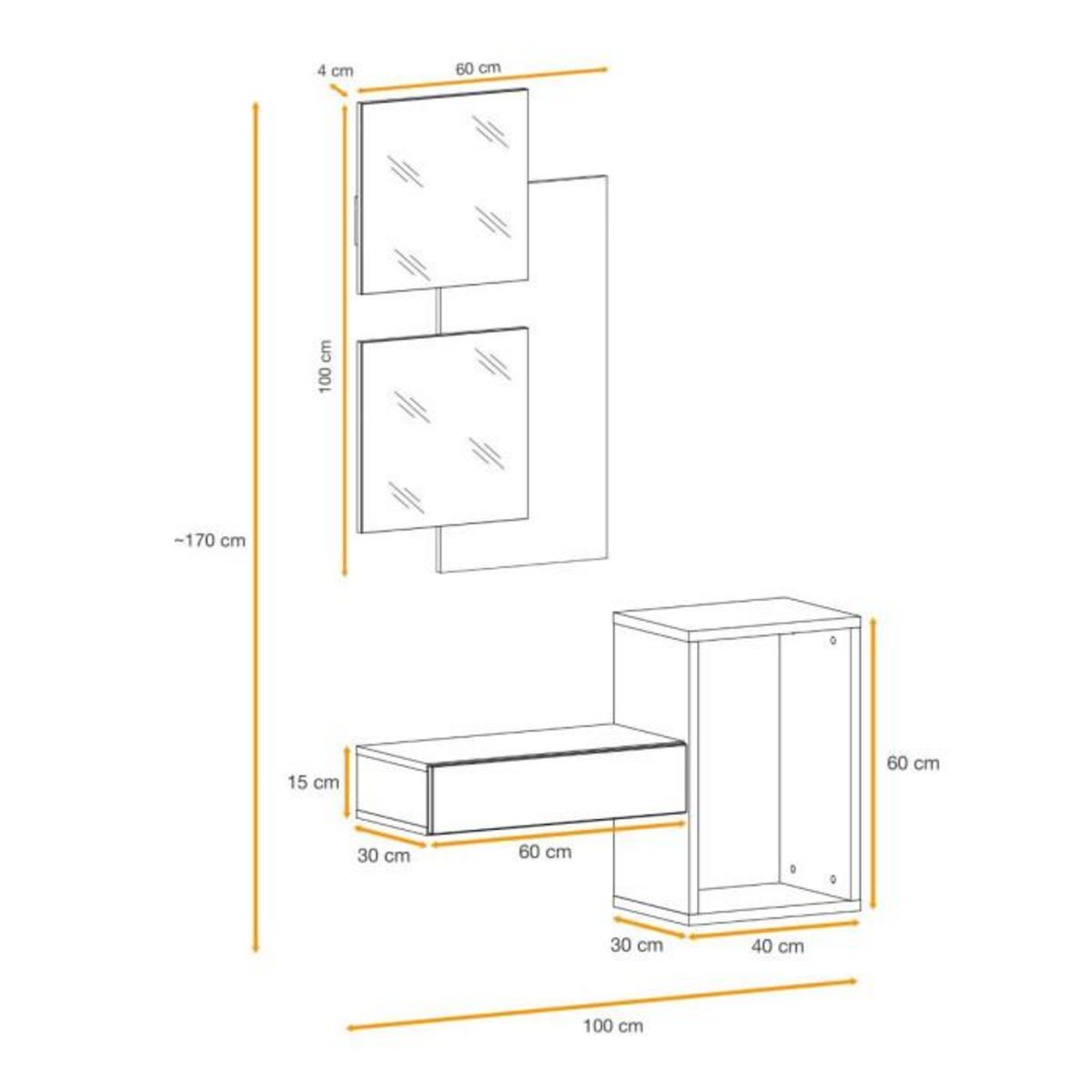 Paris Prix Ensemble Meubles Dressing Design  Easy  170 cm Noir