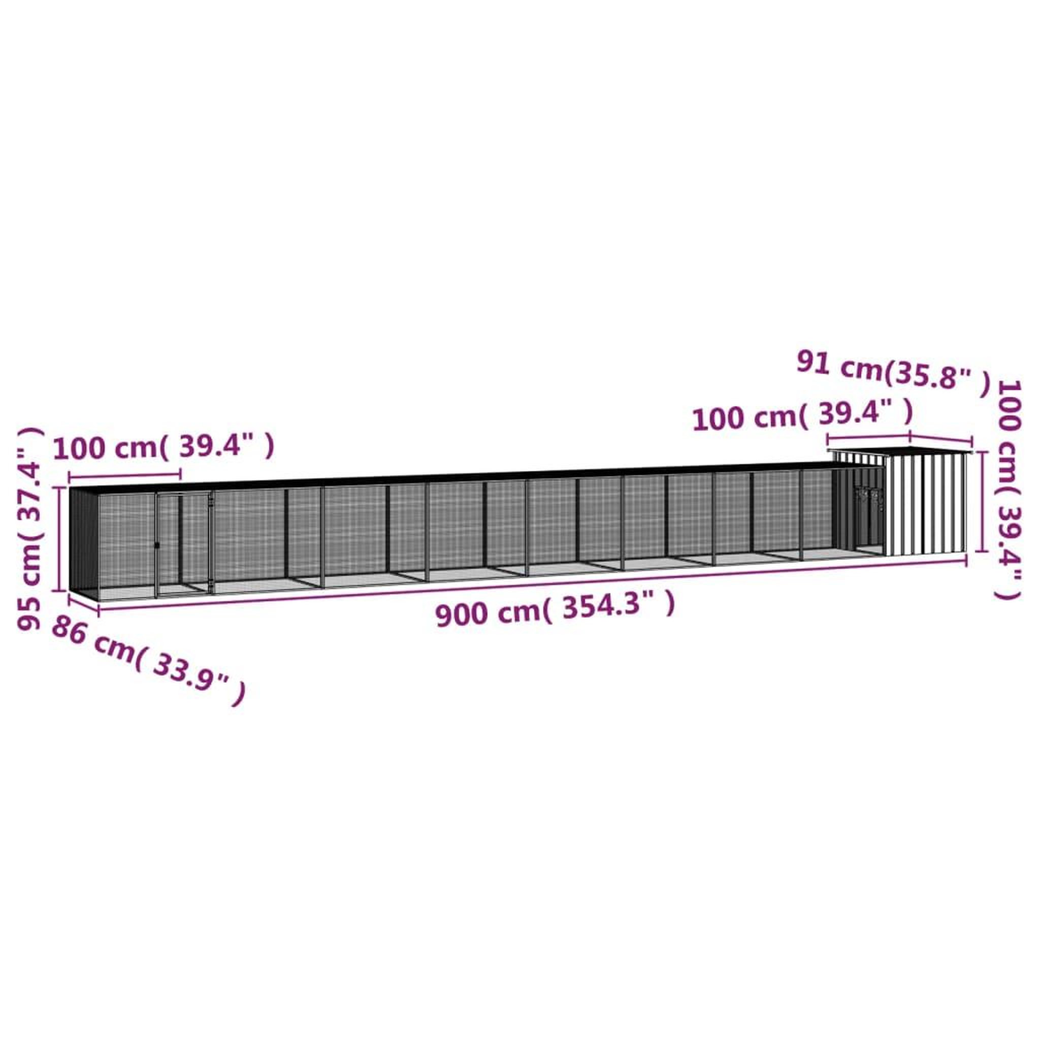 Voir la diapositive 6 : VIDAXL Cage pour poules Gris 900x91x100 cm Acier galvanise