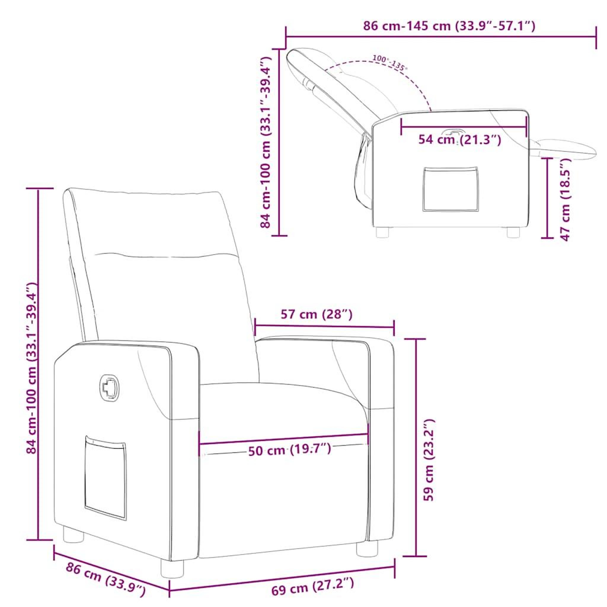 Voir la diapositive 6 : VIDAXL Fauteuil inclinable Bleu Tissu