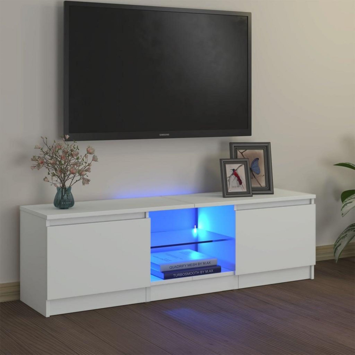 VIDAXL Meuble TV avec lumieres LED Blanc 120x30x35,5 cm