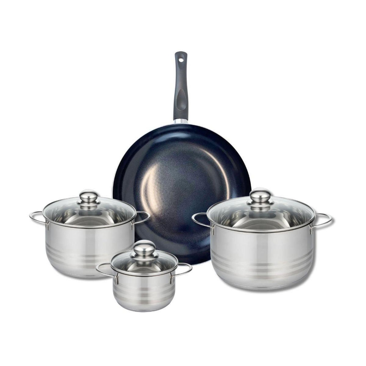 ELO Ensemble de 1 Poêle de cuisson 32 cm et 3 faitouts 14, 20 et 24 cm Elo Prima Brillant