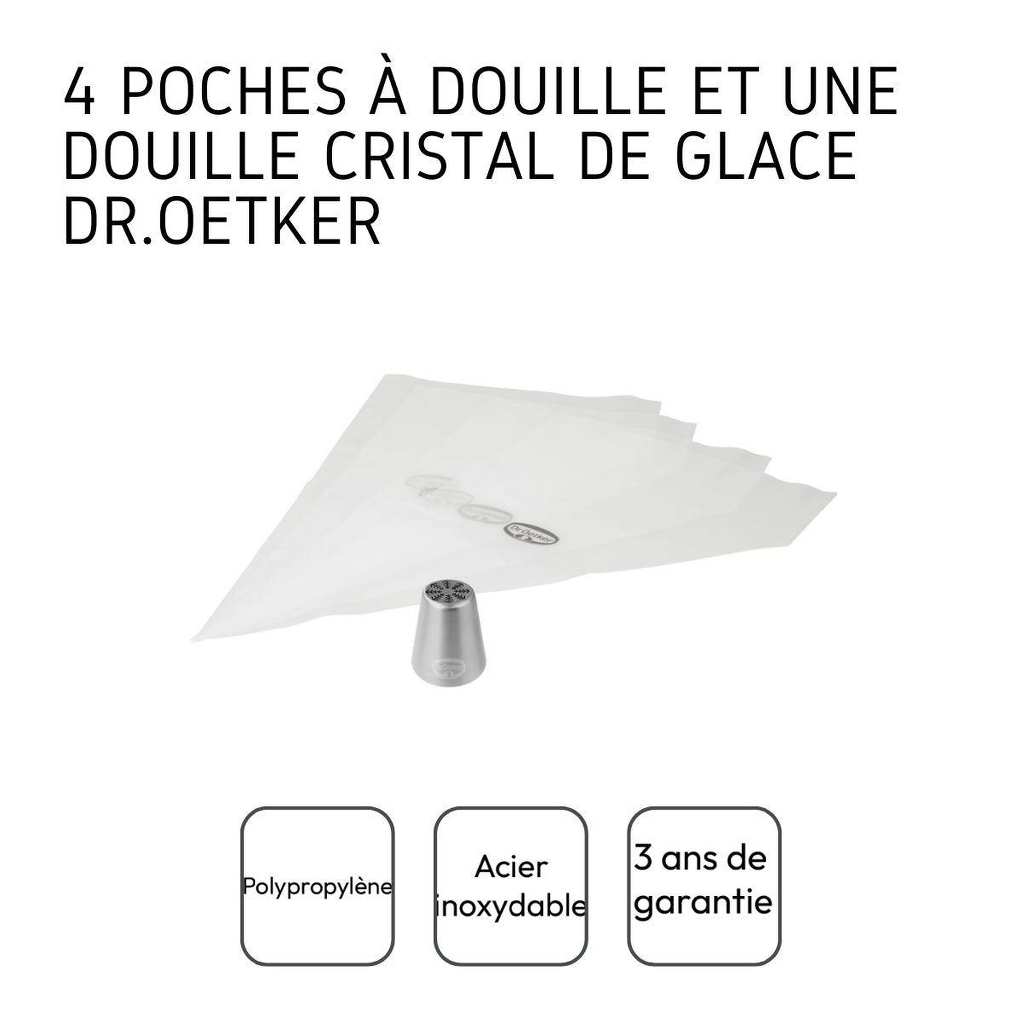 Voir la diapositive 4 : DR.OETKER Lot de 4 poches à douille et embout cristal de glace en inox dr.oetker baker edition