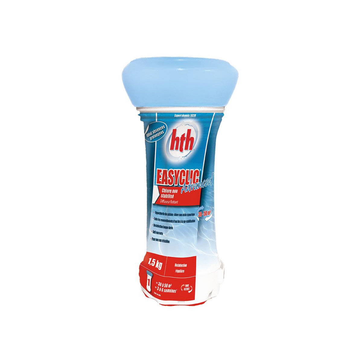 HTH Chlore non stabilisé en diffuseur flottant EasyClic Advanced 1,50 kg - HTH