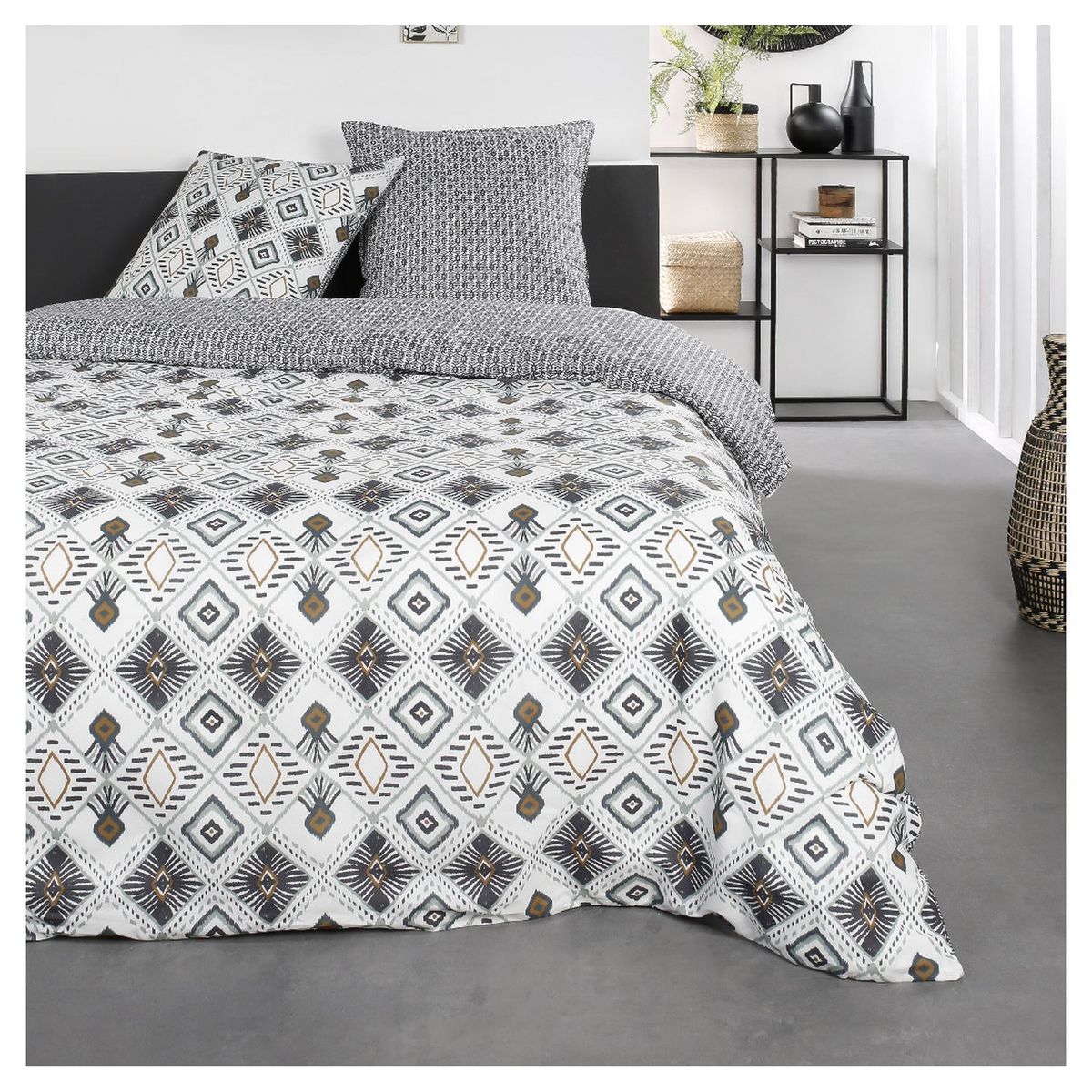 TODAY Parure housse de couette coton 57 fils motifs mosaïques