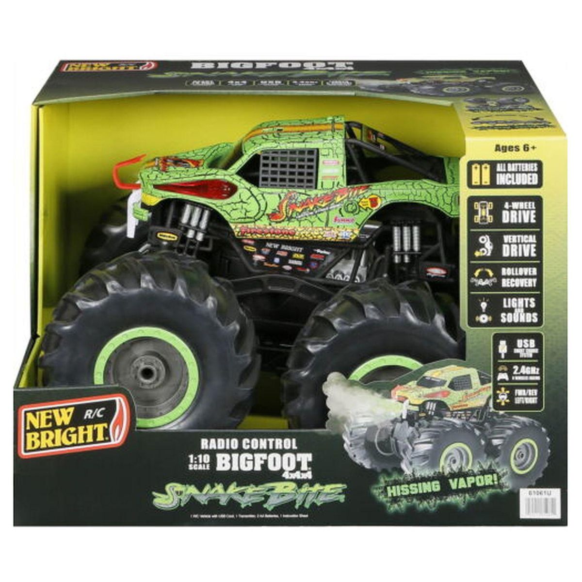 NEW BRIGHT Véhicule RC 1:10 Pleine fonction 4X4 Monster Truck Snake Bit 