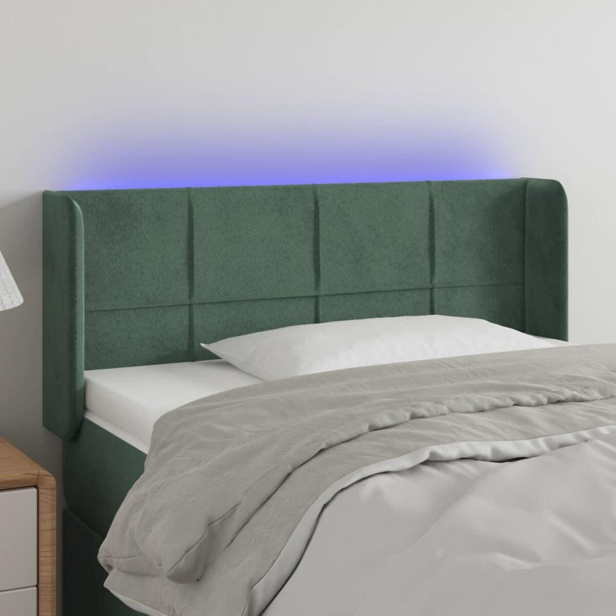 VIDAXL Tete de lit a LED Vert fonce 93x16x78/88 cm Velours