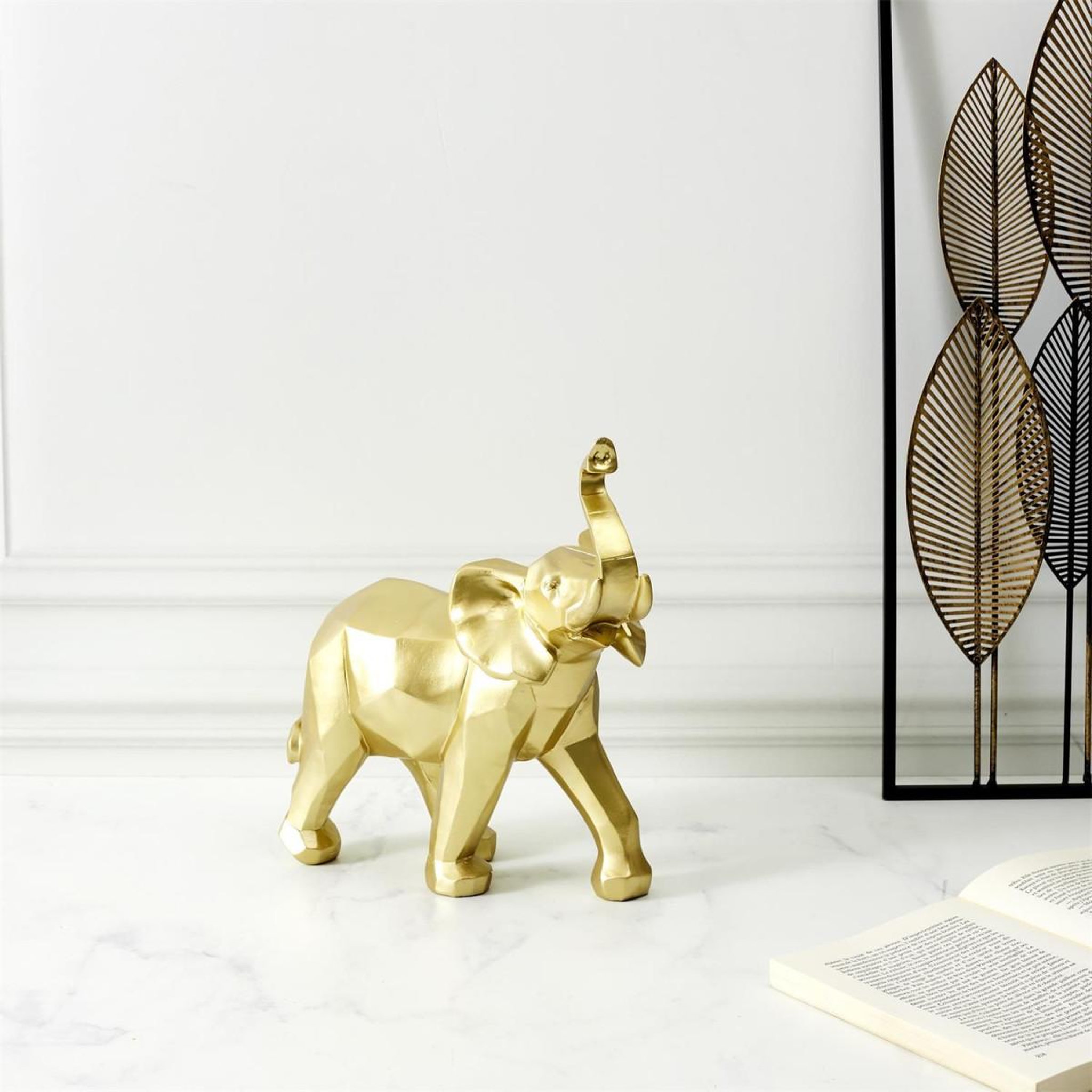 Voir la diapositive 5 : The Home Deco Factory Statuette déco  éléphant origami  30cm or