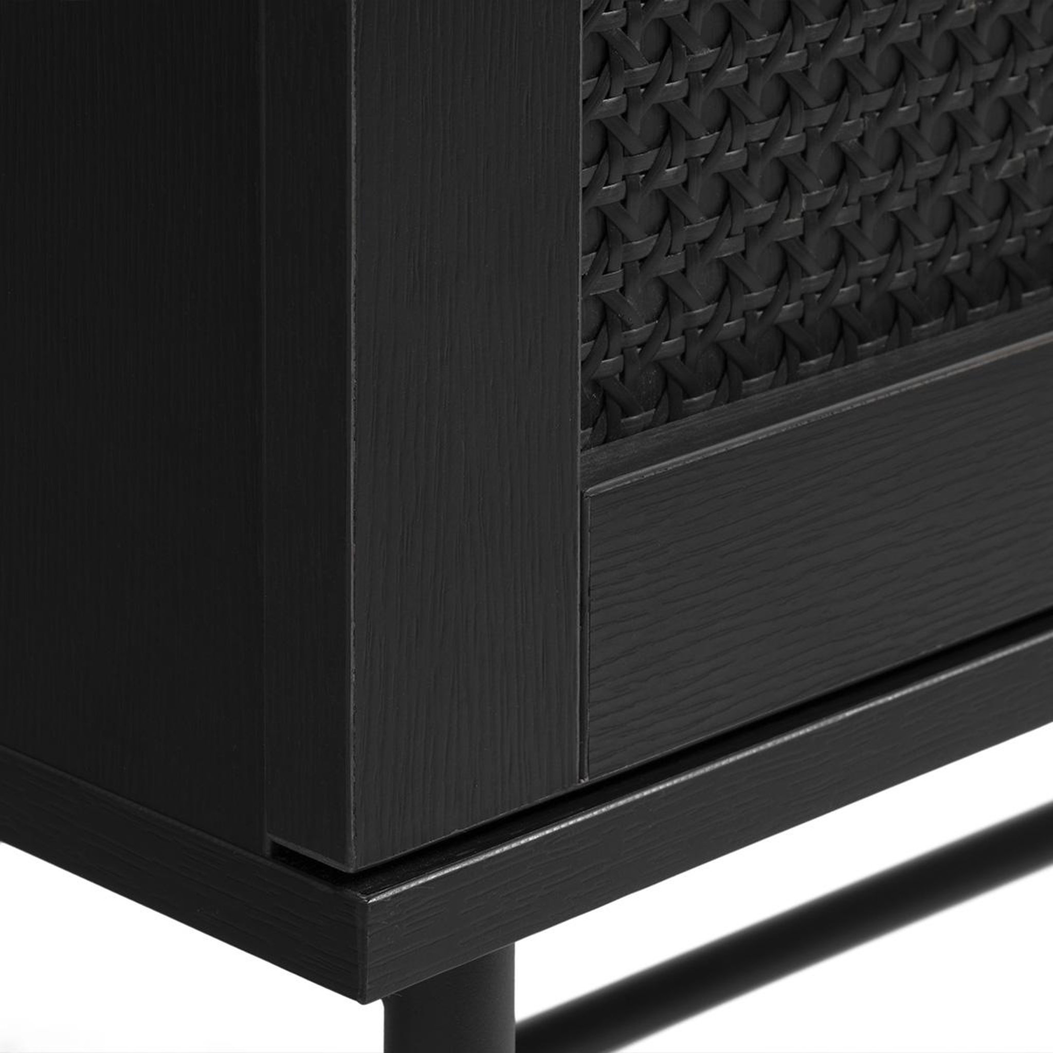 Voir la diapositive 5 : MAISON AUBERTIN Buffet vaisselier bois et cannage manarola 80x40 cm - Noir