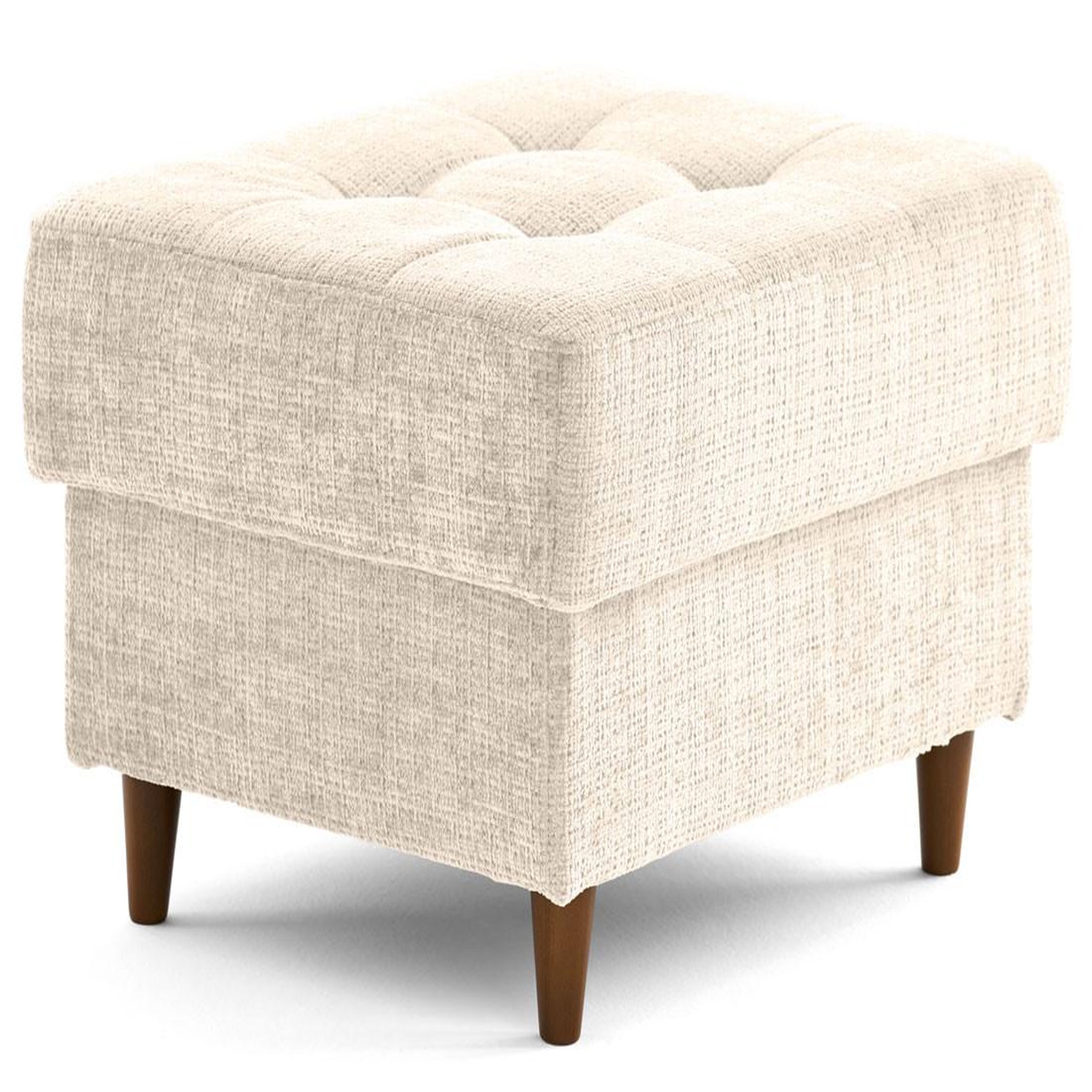 Voir la diapositive 3 : BEST MOBILIER Anna - pouf en velours texturé - pieds en bois