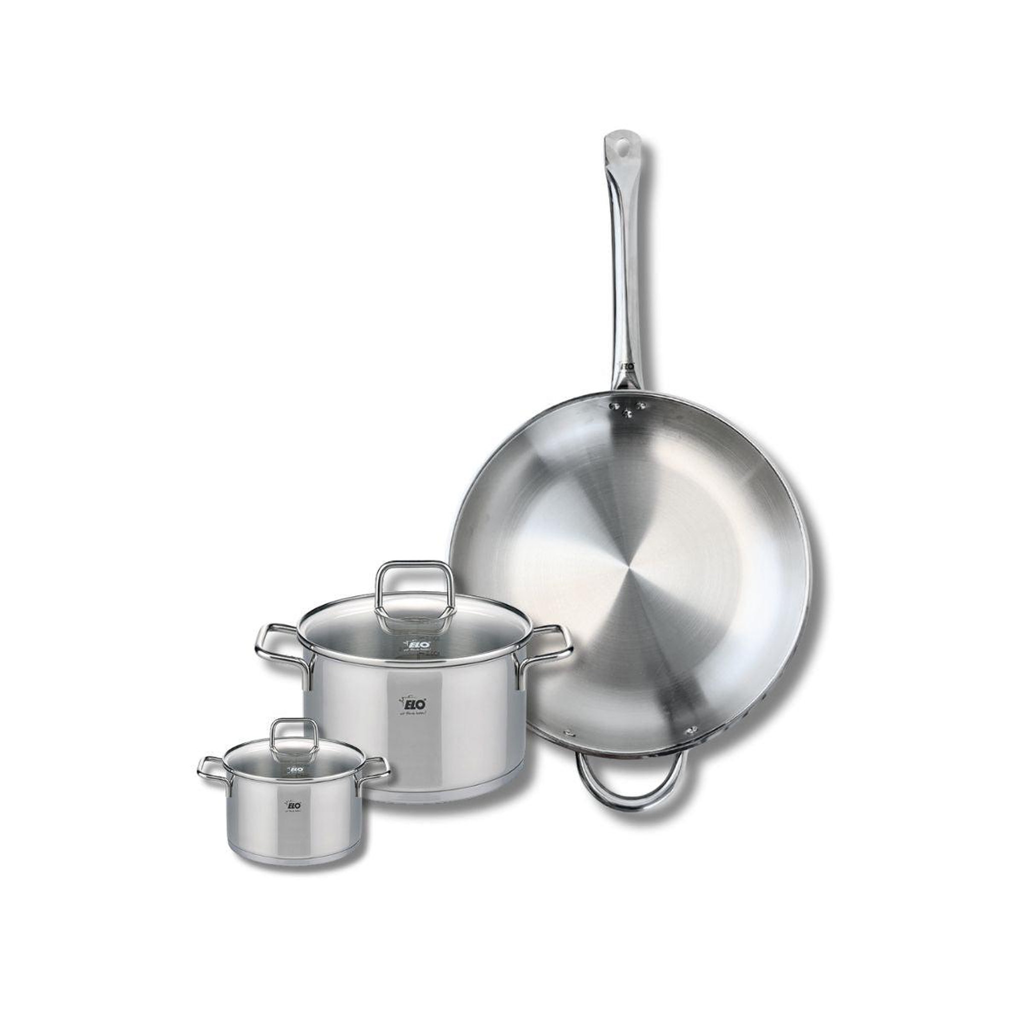 ELO Ensemble de 1 poêle de cuisson 32 cm et 2 faitouts 12 et 20 cm elo profi citrin