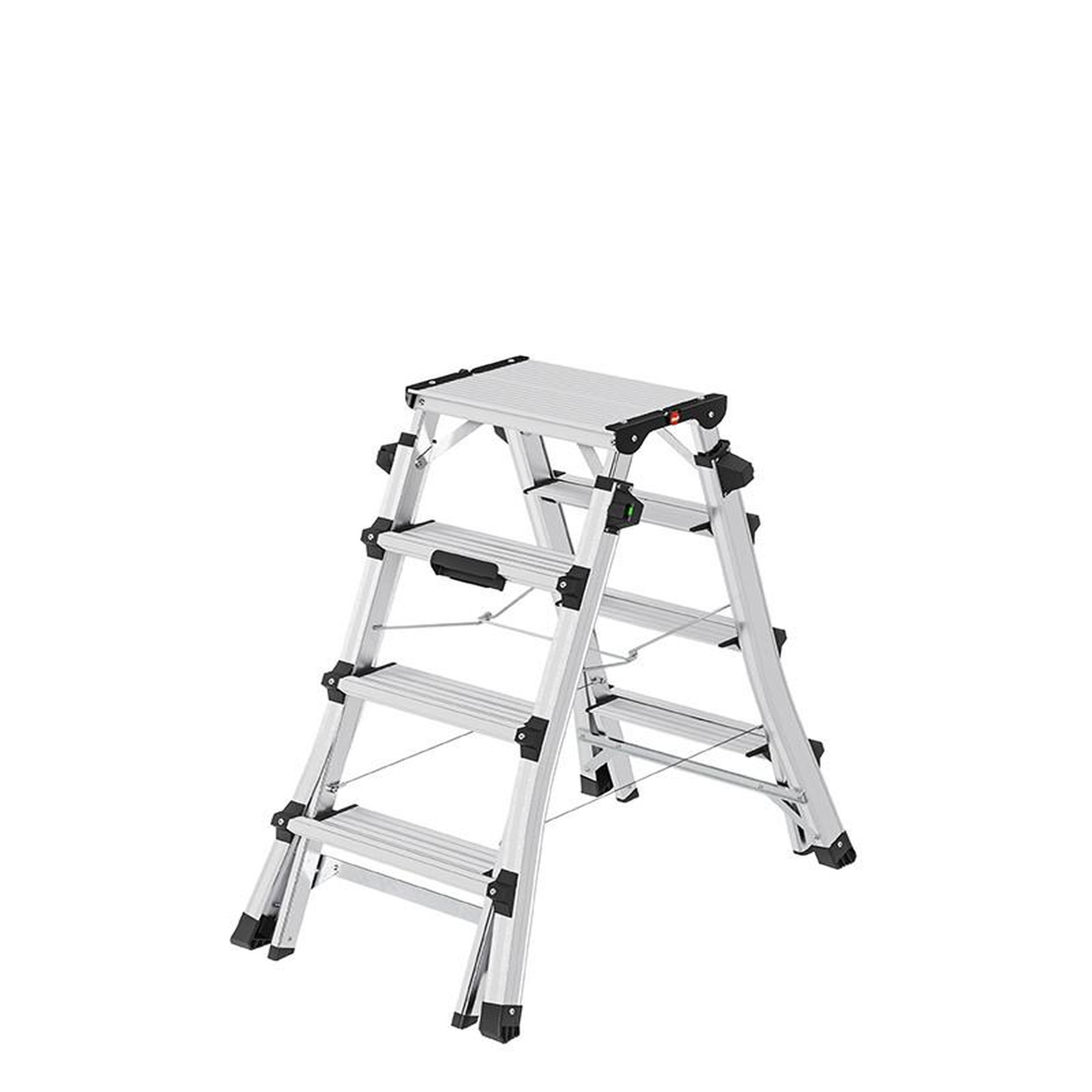 Voir la diapositive 3 : HAILO Escabeau double accès professionnel télescopique 2x6 marches HAILO D100
