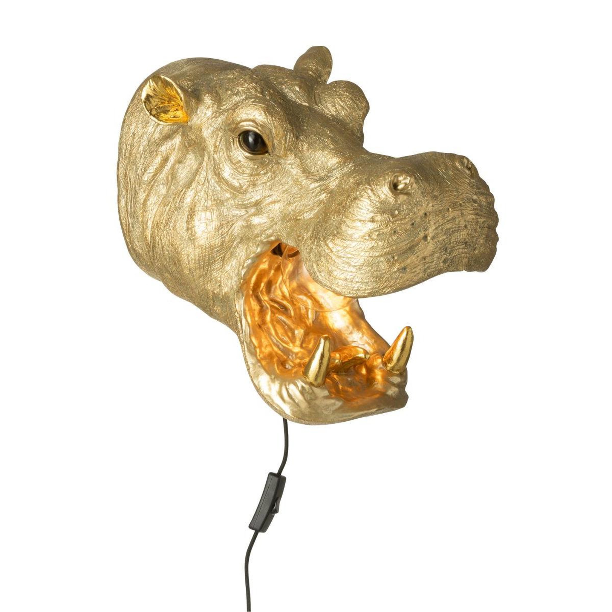 Voir la diapositive 3 : J-LINE Applique murale en résine  hippopotame  35cm doré