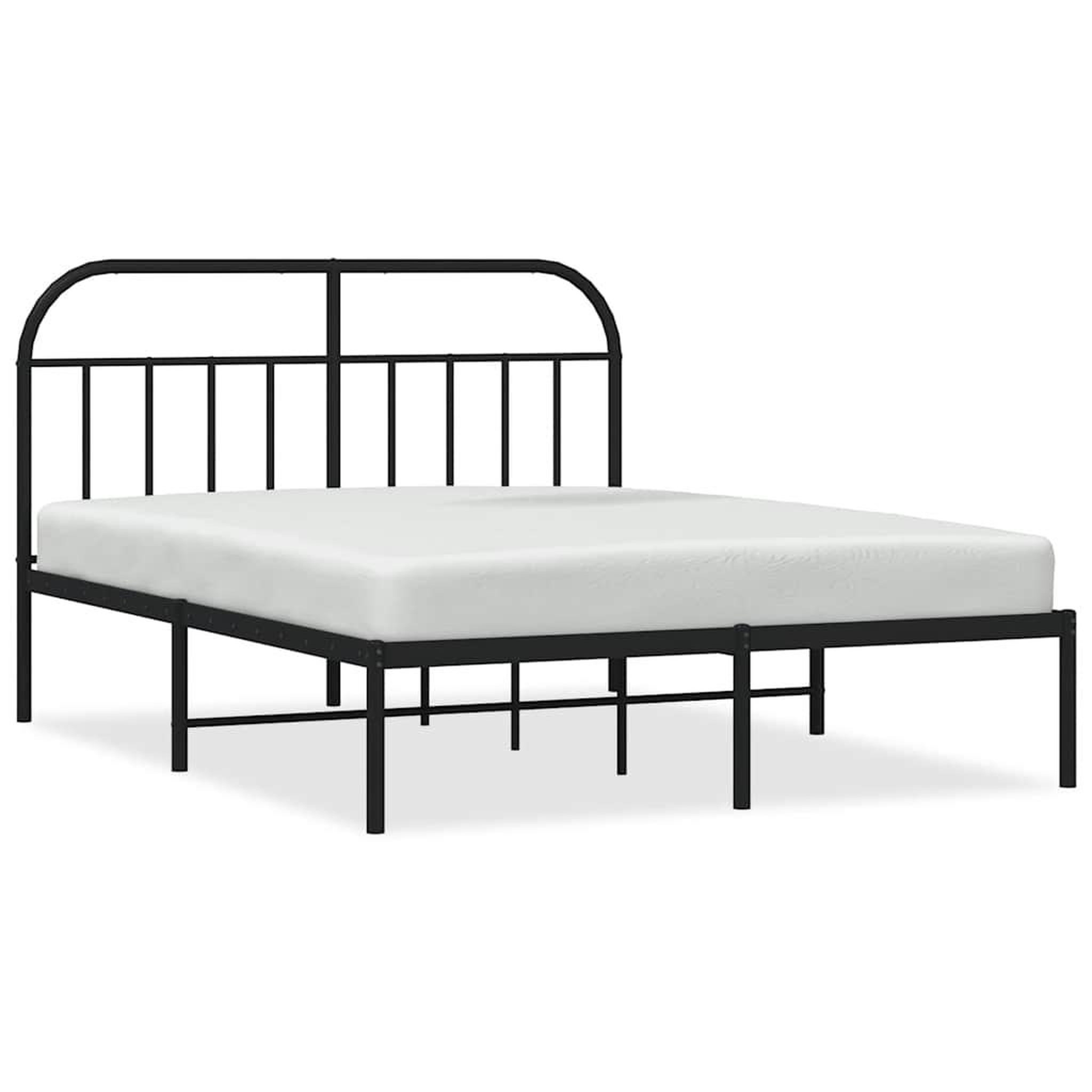 Voir la diapositive 2 : VIDAXL Cadre de lit metal sans matelas avec tete de lit noir 135x190cm