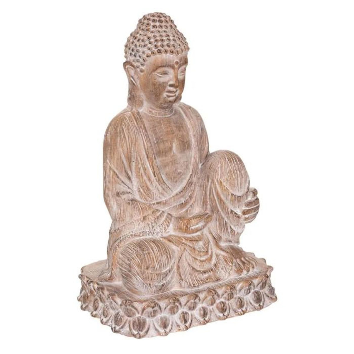 ATMOSPHERA Statue Bouddha Déco  Effet Bois  67cm Beige Lin