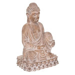 ATMOSPHERA Statue Bouddha Déco  Effet Bois  67cm Beige Lin