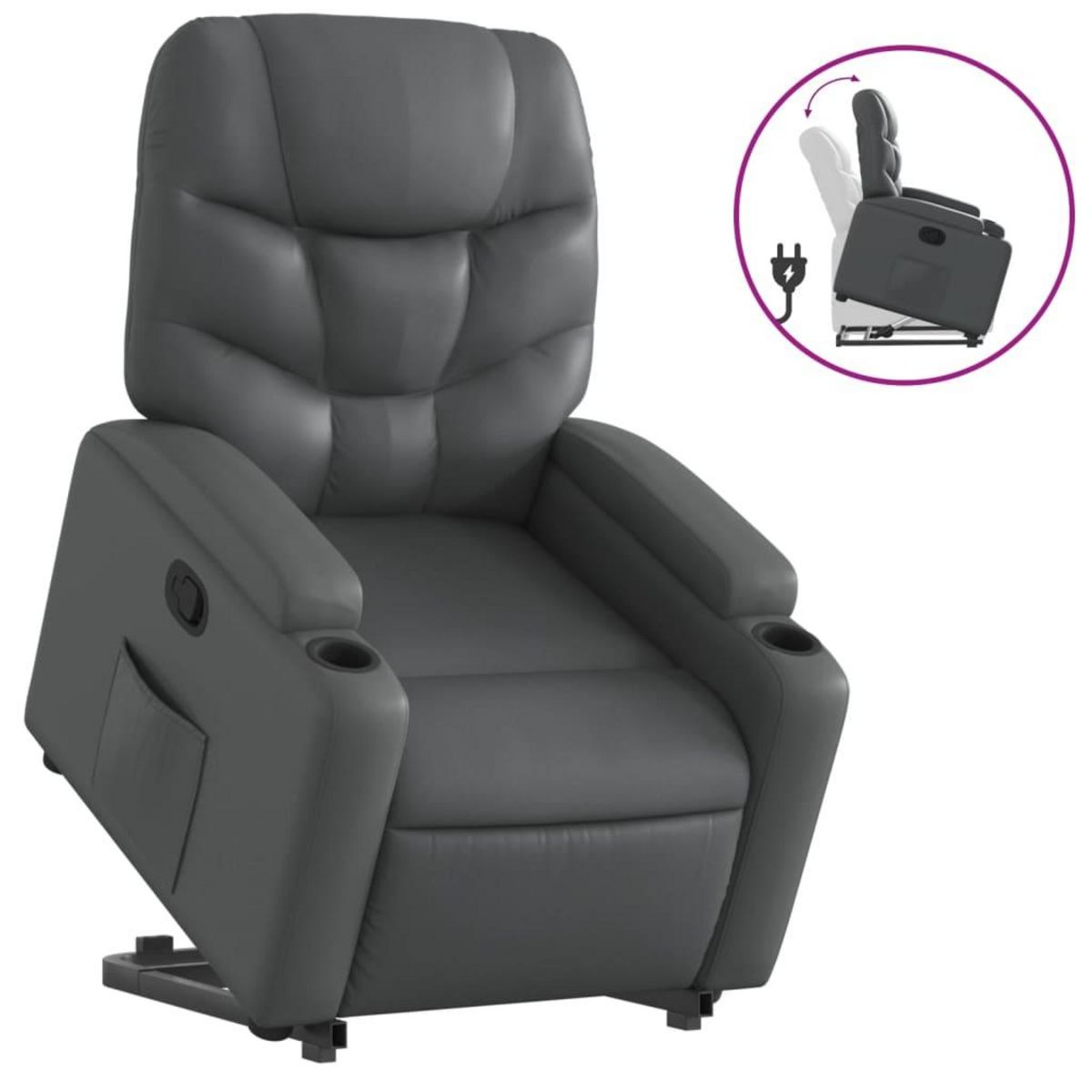 VIDAXL Fauteuil inclinable Gris Similicuir