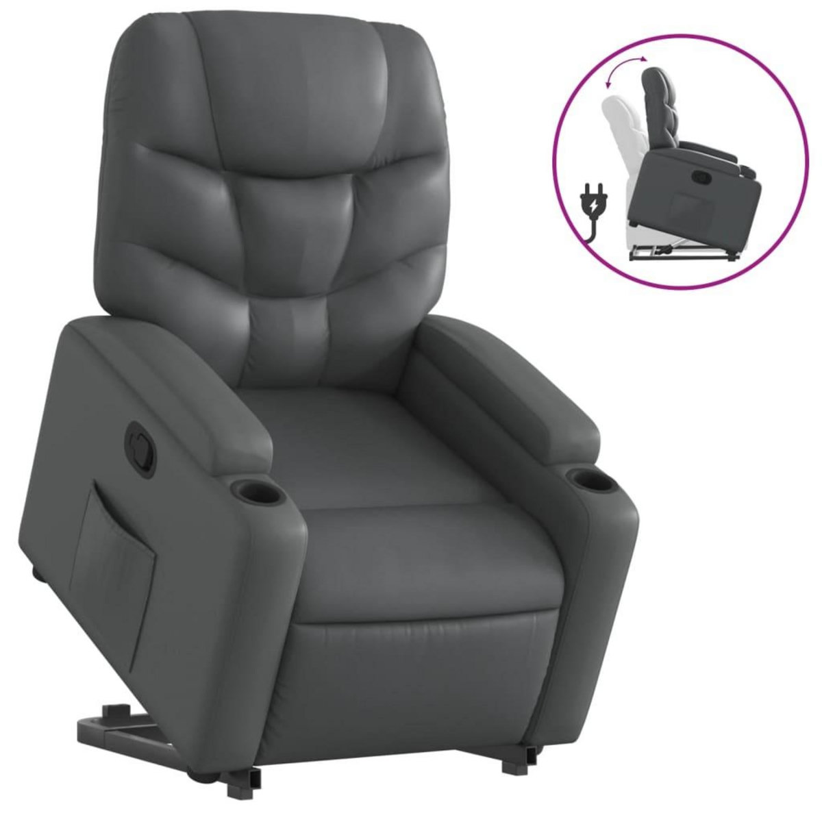 VIDAXL Fauteuil inclinable Gris Similicuir
