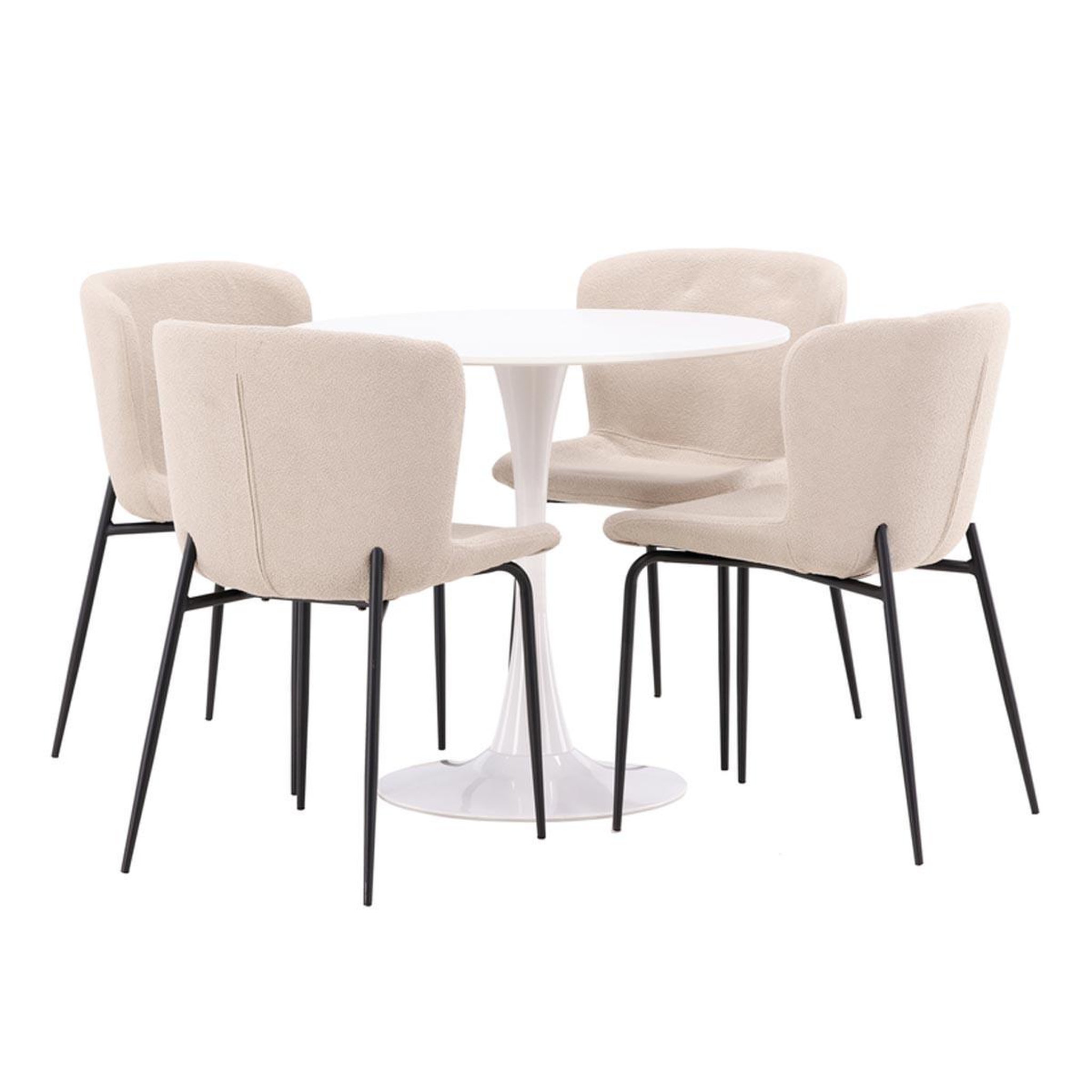 Paris Prix Ensemble table à manger & 4 chaises  hamden & modesto  80cm blanc & beige