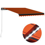 VIDAXL Auvent manuel retractable avec LED 350x250 cm Orange et marron