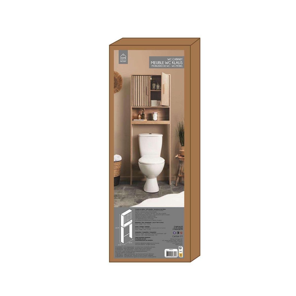 The Home Deco Factory Meuble dessus WC Saulk en bois - Marron