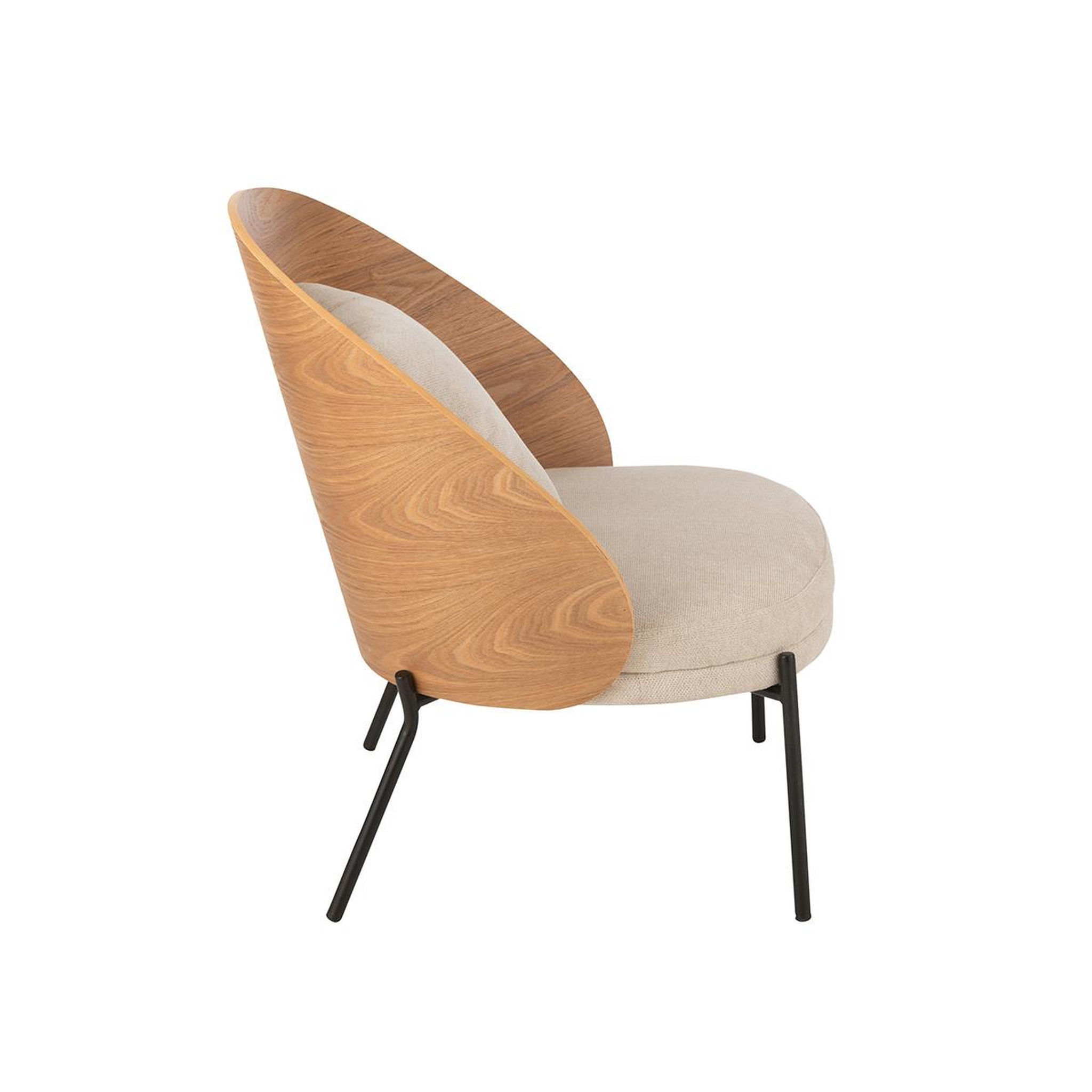 Voir la diapositive 3 : J-LINE Fauteuil lounge design  lone  81cm naturel & beige