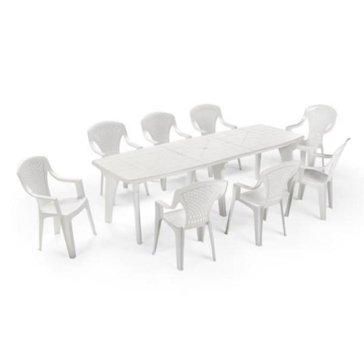 MARKET24 Lot de 4 Fauteuils de jardin monobloc empilable Capri - 56 x 58 x 90 cm - Blanc