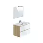 Meuble de salle de bain 1 vasque 2 tiroirs et miroir LED L80cm MILA