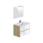 Voir la diapositive 1 : Meuble de salle de bain 1 vasque 2 tiroirs et miroir LED L80cm MILA