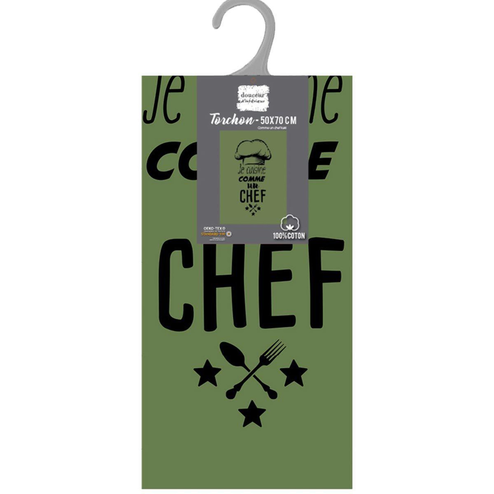 Voir la diapositive 5 : Douceur d'Intérieur Torchon de cuisine  comme un chef  50x70cm kaki