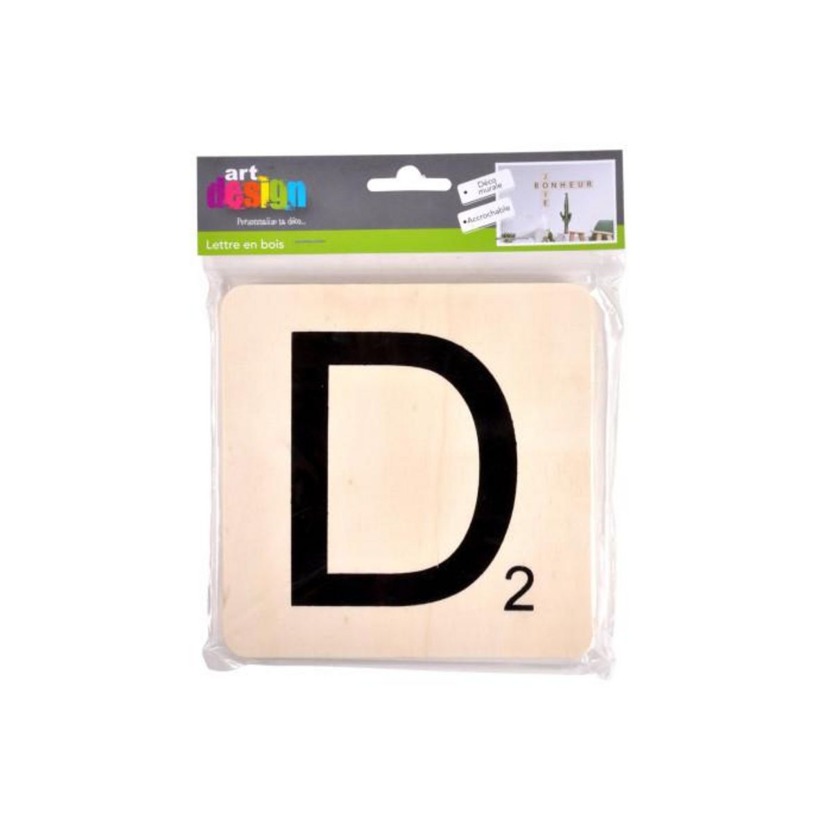 Paris Prix Décoration Murale en Bois  Lettre D  15x15cm Naturel