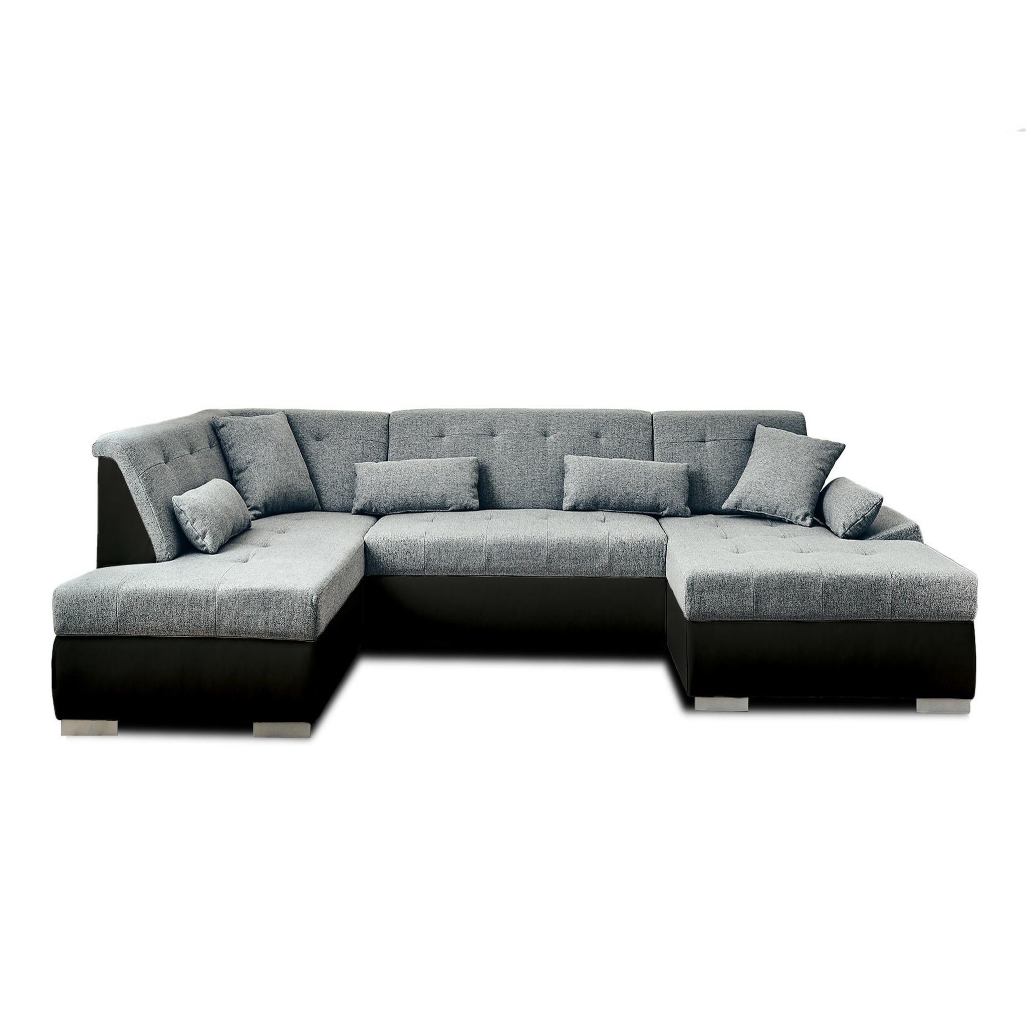 Voir la diapositive 6 : LISA DESIGN Vermont - canapé panoramique d'angle gauche - 7 places - convertible - en simili et tissu