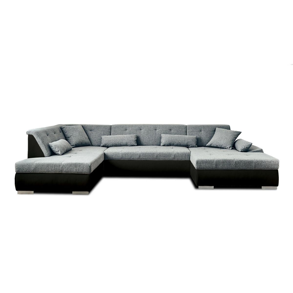 LISA DESIGN Vermont - canapé panoramique d'angle gauche - 7 places - convertible - en simili et tissu