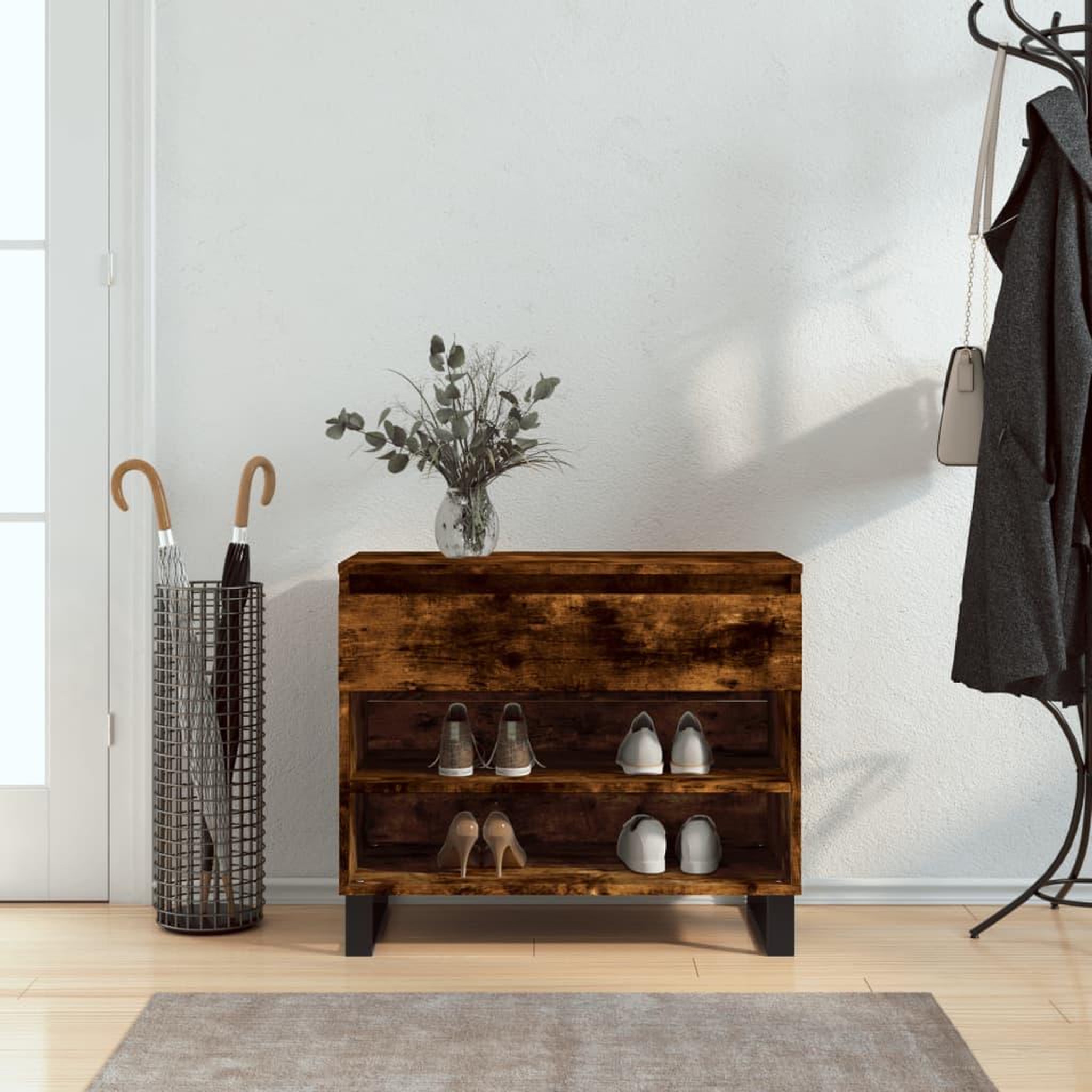 Voir la diapositive 1 : VIDAXL Armoire a chaussures Chene fume 70x36x60 cm Bois d'ingenierie
