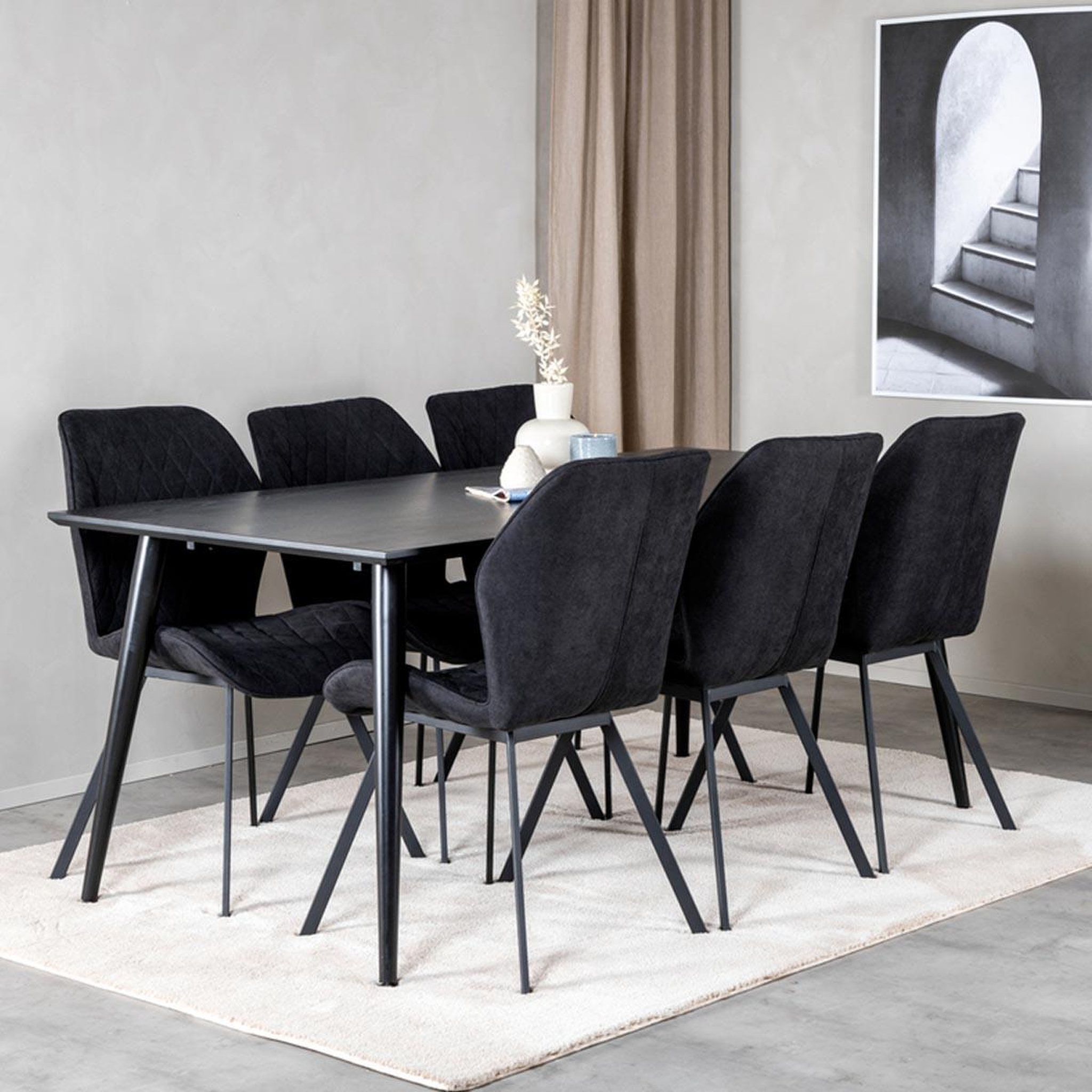 Voir la diapositive 6 : Paris Prix Ensemble table à manger & 6 chaises  dipp & gemma  180cm noir