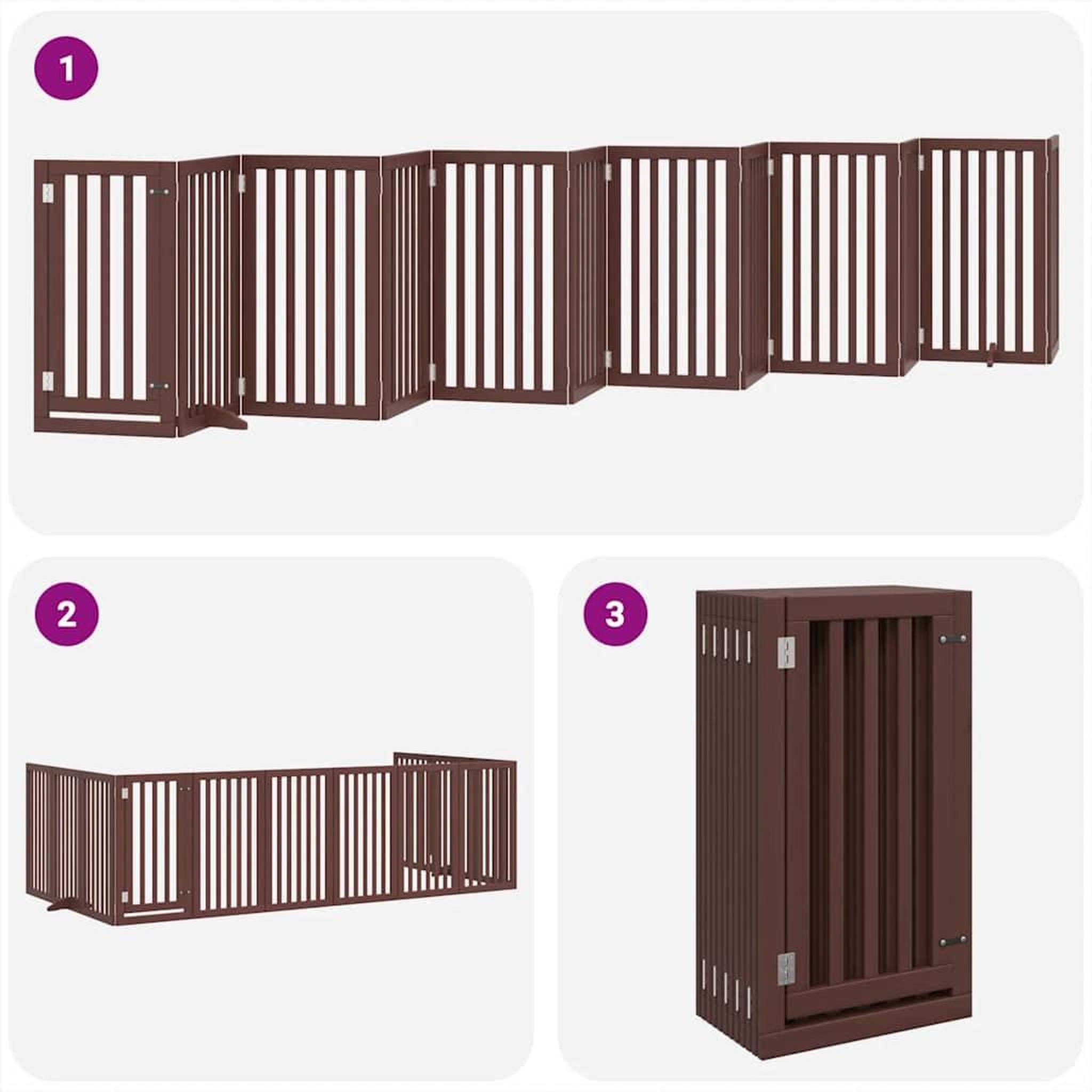 Voir la diapositive 5 : VIDAXL Barriere pour chien porte pliable 12 panneaux bois de peuplier