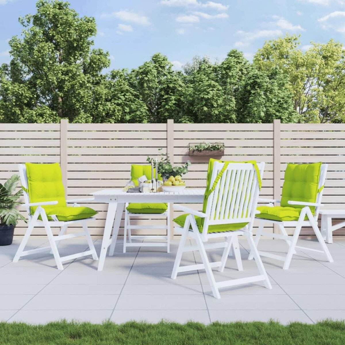 VIDAXL Coussins de chaise a dossier bas lot de 4 vert vif