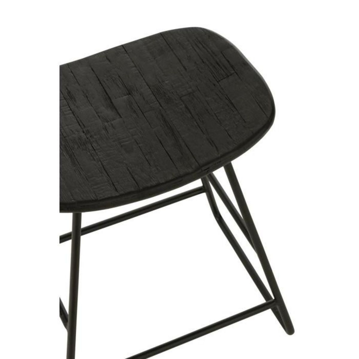 Paris Prix Tabouret en Bois  Teck  45cm Noir