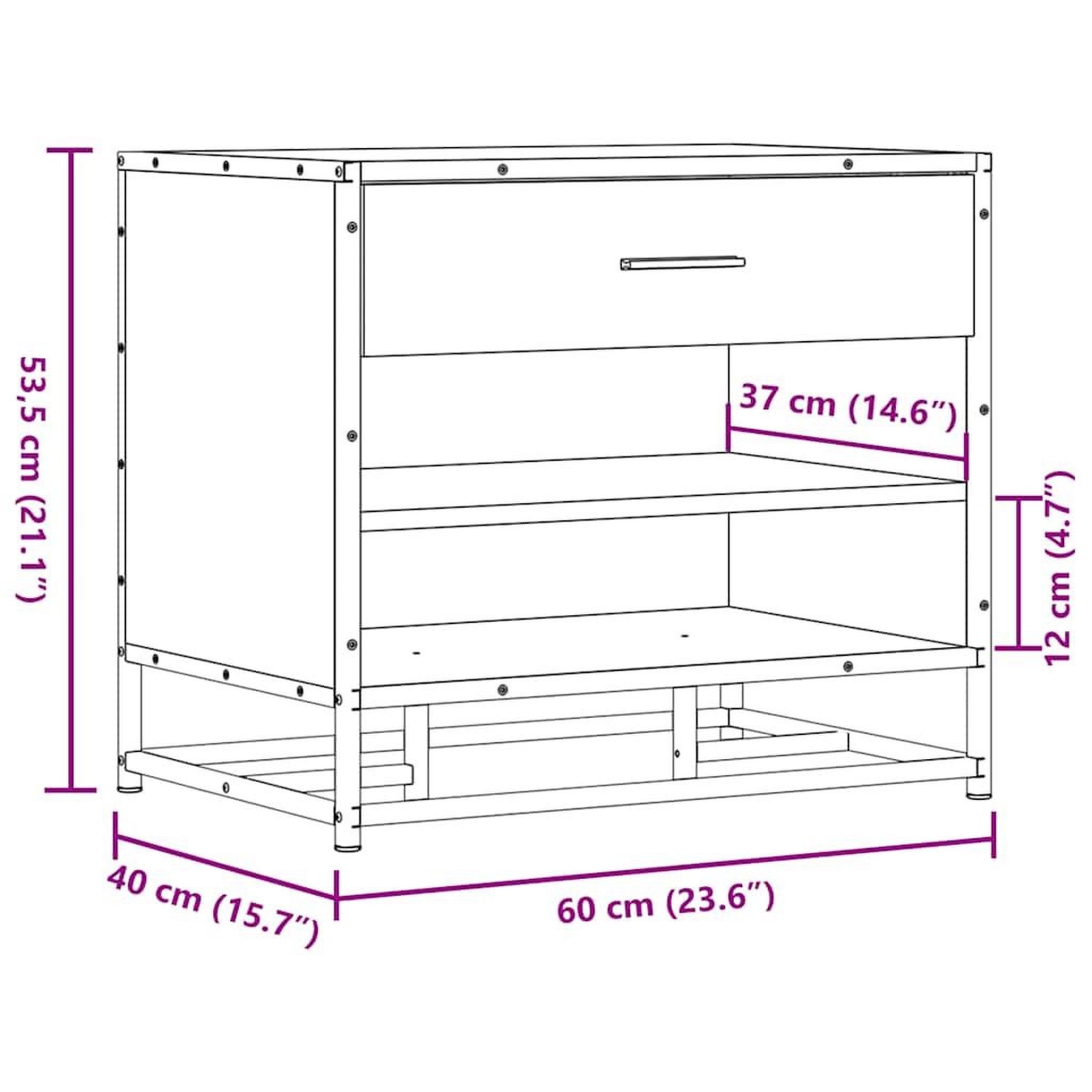 Voir la diapositive 6 : VIDAXL Banc a chaussures noir 60x40x53,5 cm bois d'ingenierie et metal