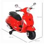 Voir la diapositive 3 : HOMCOM Scooter moto électrique enfants 6 V dim. 102L x 51l x 76H cm musique MP3 port USB klaxon phare feu AR rouge Vespa