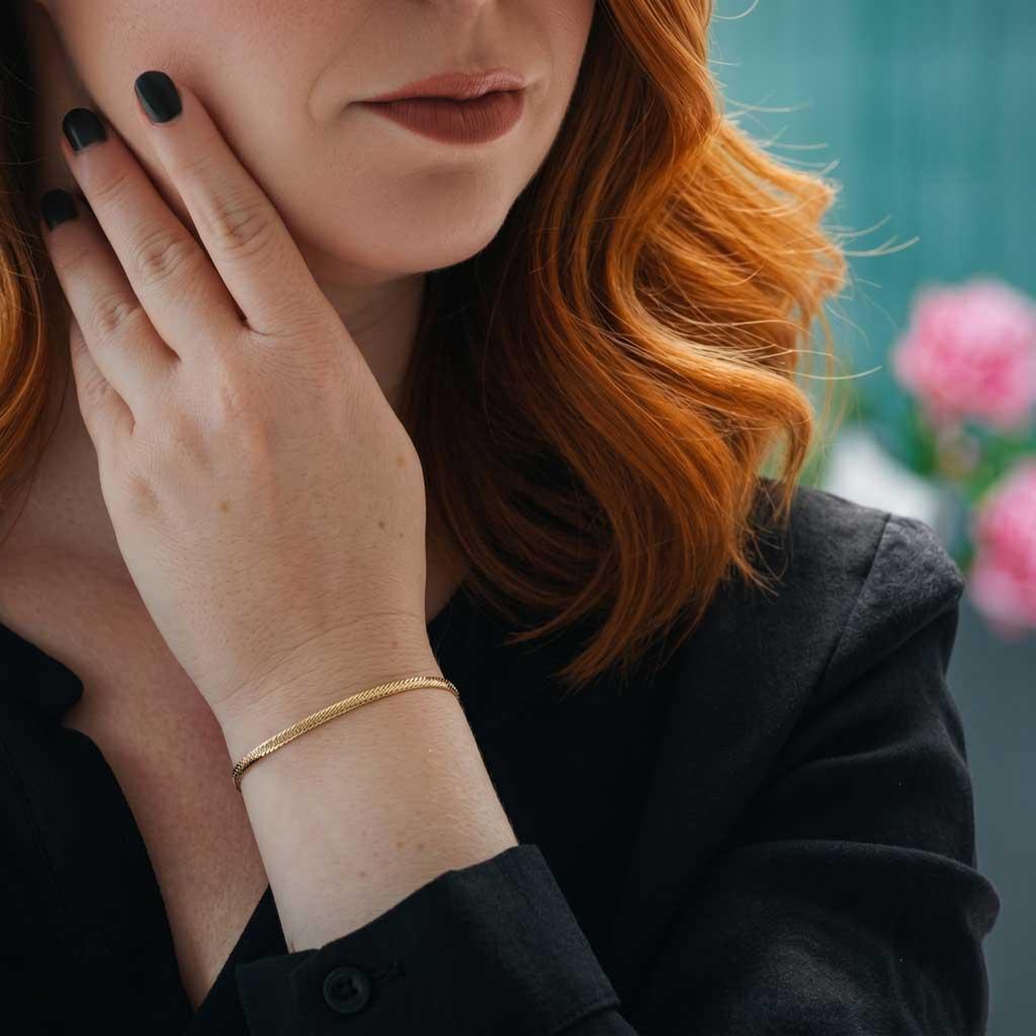 Voir la diapositive 2 : L'ATELIER D'AZUR Bracelet Or Jaune Maille Anglaise - Femme