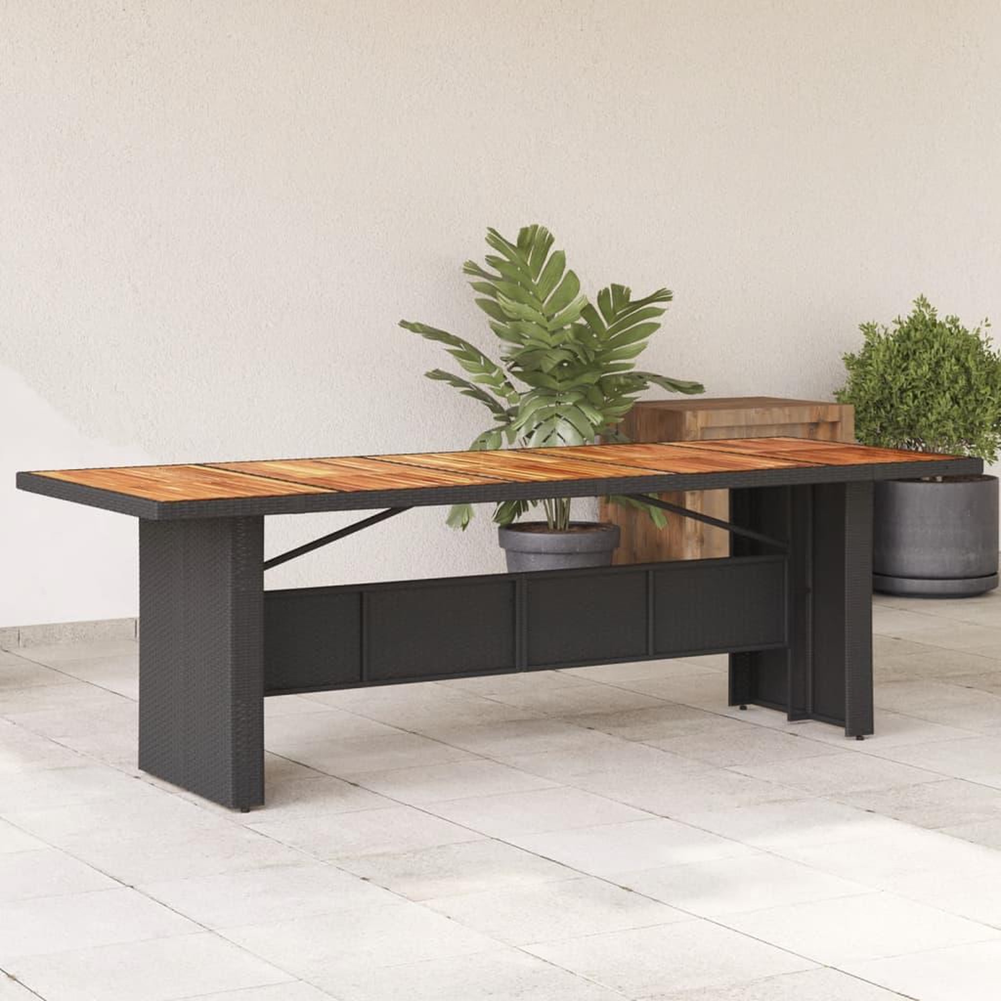 VIDAXL Table de jardin et dessus en bois d'acacia noir resine tressee