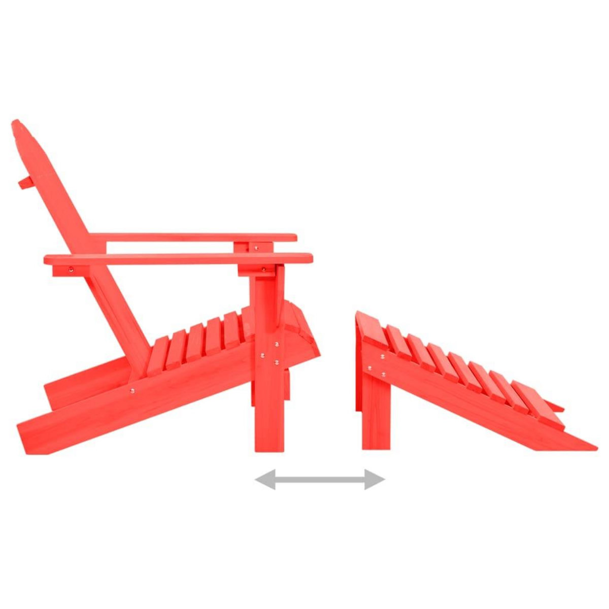 VIDAXL Chaise de jardin Adirondack avec pouf Bois de sapin Rouge
