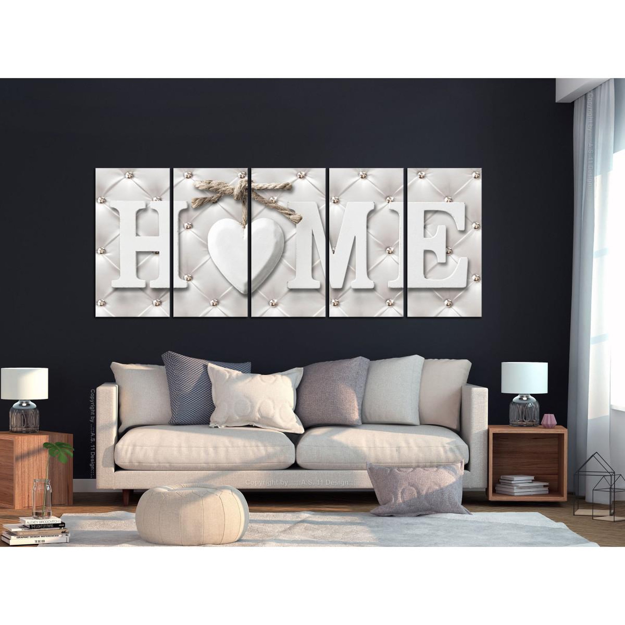 Voir la diapositive 2 : Paris Prix Tableau imprimé 5 panneaux  quilted home narrow