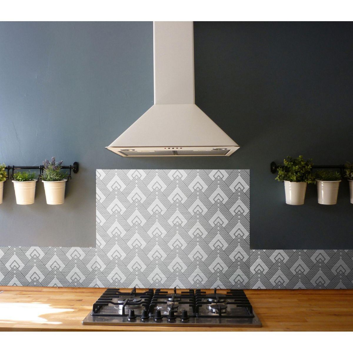 HABITABLE Crédence adhésive en aluminium Art Décoration - L. 20 x l. 90 cm - Noir