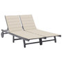 Voir la diapositive 1 : VIDAXL Chaise longue de jardin 2 places avec coussin Gris Acacia