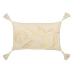 Paris Prix Coussin Déco à Pompons  Champêtre  30x50cm Jaune Clair